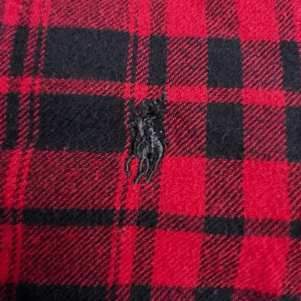 Polo Ralph Lauren Flannel Shirt Men’s XL Red Black Buffalo Plaid Designer Preppy